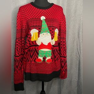 Ugly christmas sweater Santa Drinking